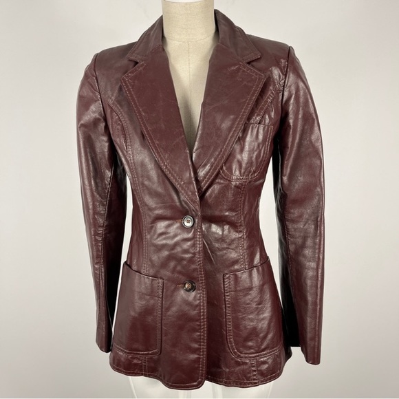 Leather jacket in burgundy - Picture 1 of 3